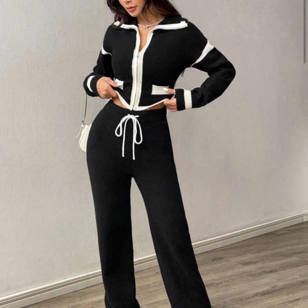 SHEIN Black and White Track Suit